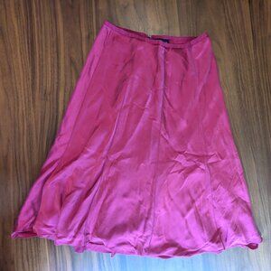 vintage 90s ann taylor silk skirt tea length 4 fuchsia modest   please note that